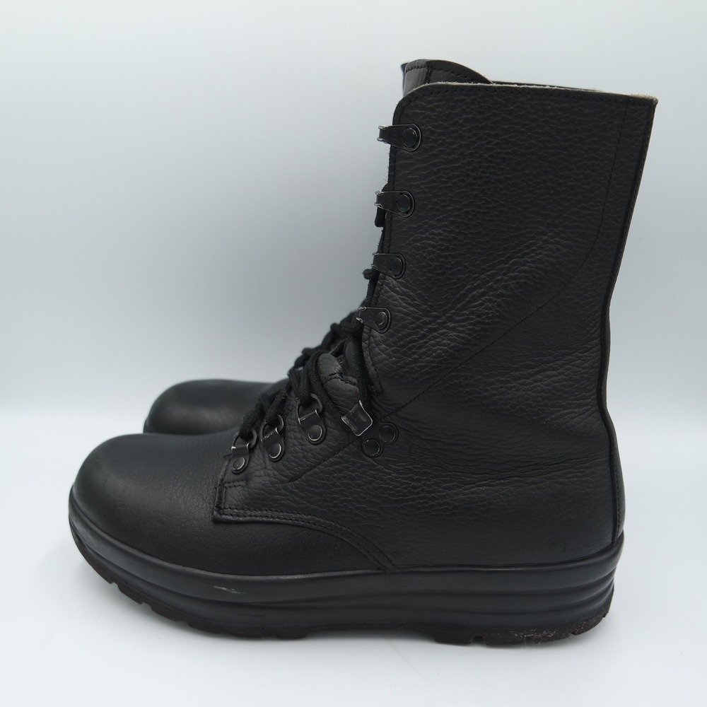 Vintage Minerva Swiss Army Combat Boots Black Leather Men's US Size 8